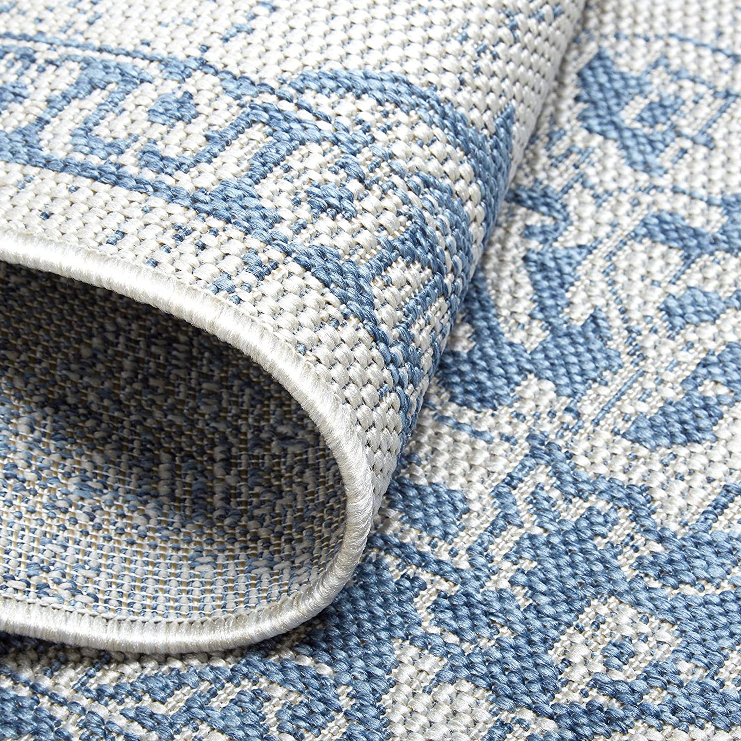 Blue Grey Indoor/Outdoor Area Rug - UV/Weather Resistant