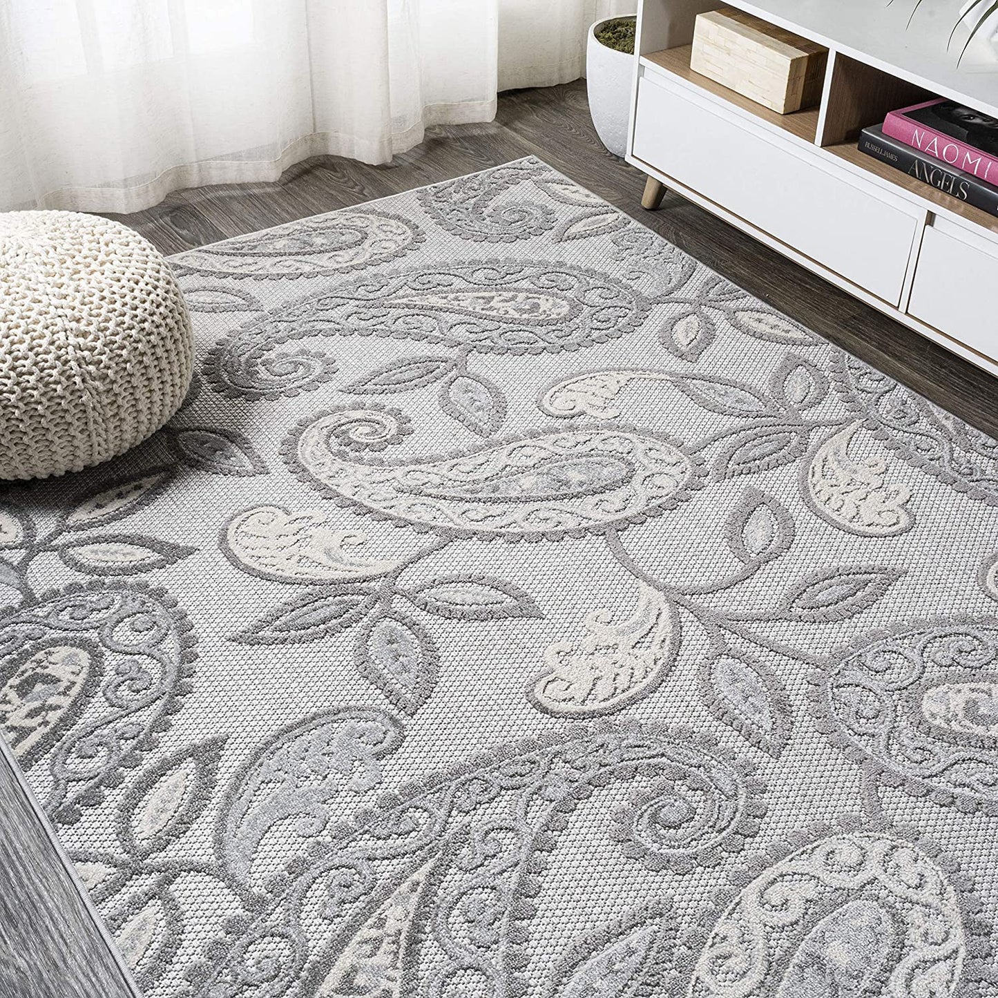 Julien Paisley High-Low Soft Area Rug Indoor Blue/Light Gray