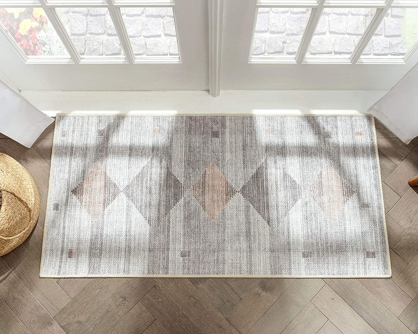 Argonne Grey Machine Washable Vintage Distressed Rug