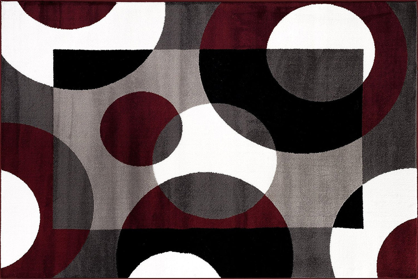 Circle Gray/Grey Burgundy Area Rug