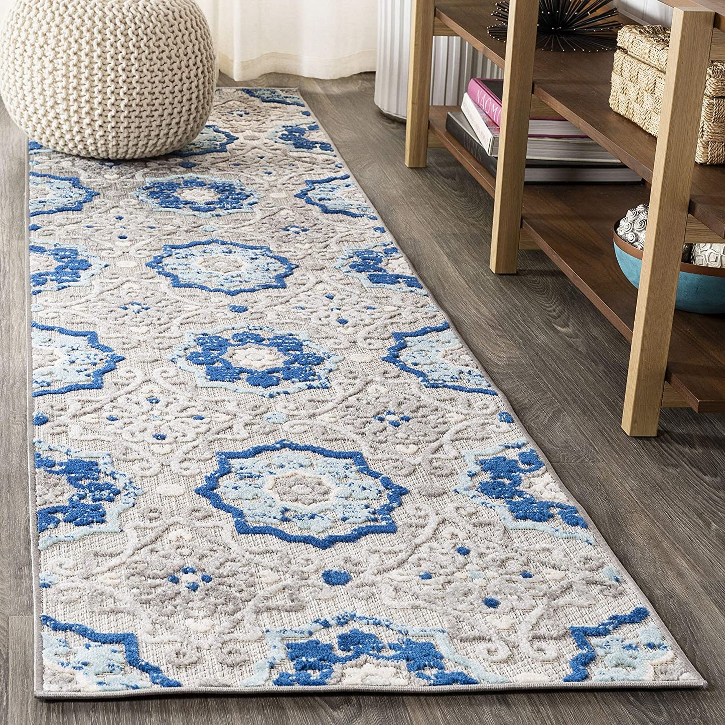 Mediterranean Medallion Boho Soft Area Rug Blue/Gray
