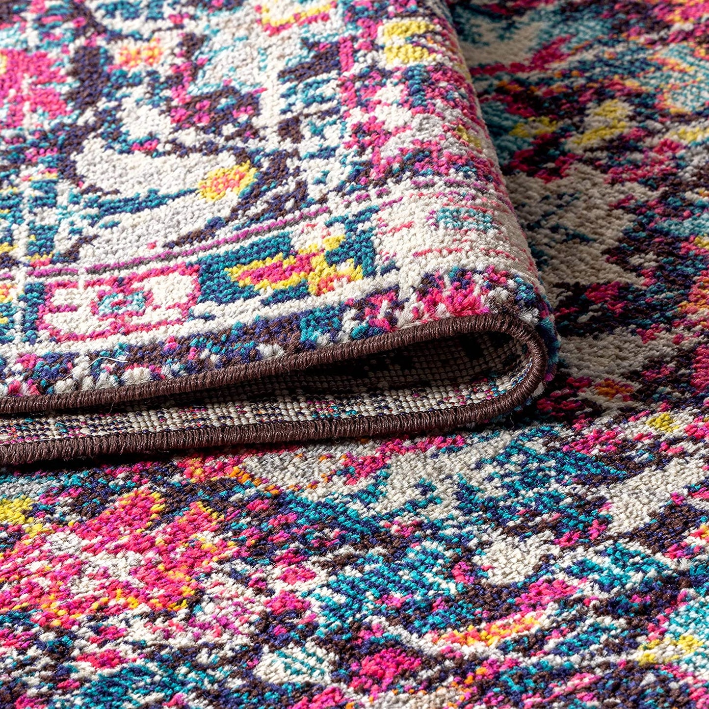 Modern Persian Boho Floral Multi/Purple Soft Area Rugs
