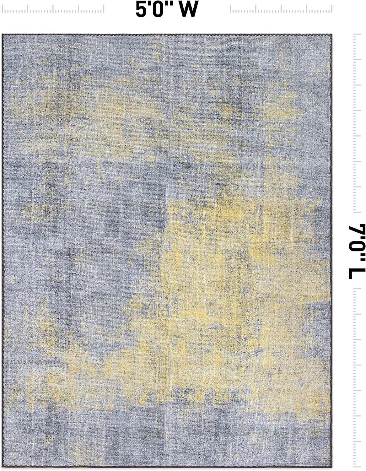 Contemporary Abstract Stain Resistant Flat Weave Eco Friendly Premium Recycled Machine Washable Area Rug 5'x7' Yellow