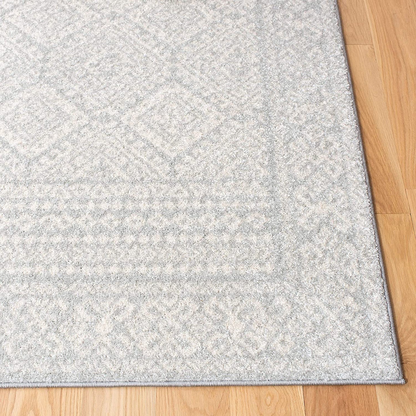 Moroccan Boho Distressed Area Rug Light Grey / Ivory