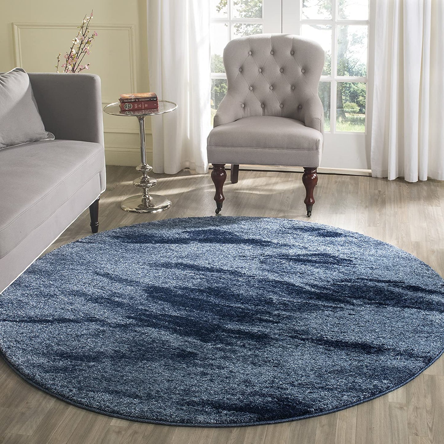 Light Blue and Blue Modern Area Rug