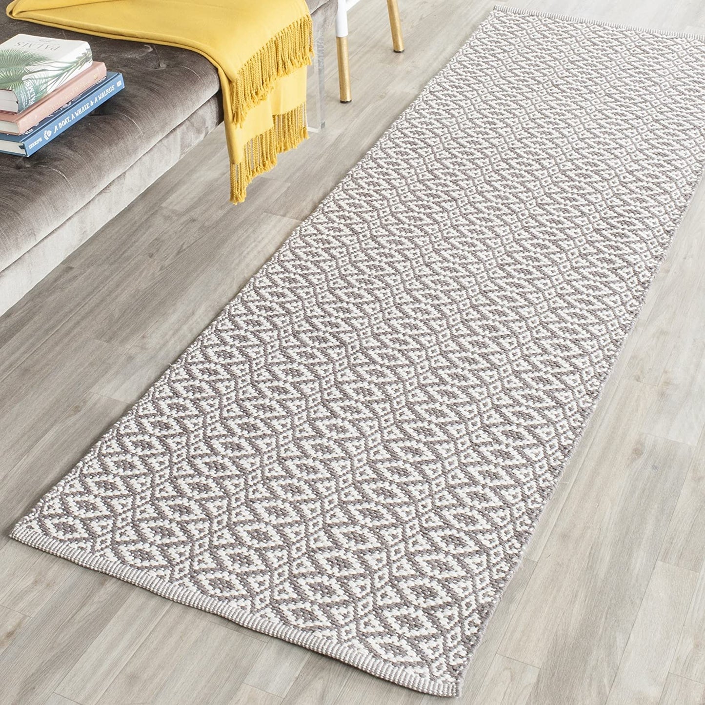 Handmade Cotton Soft Rug, Ivory / Grey