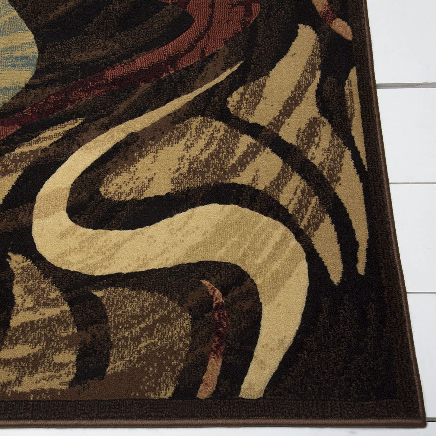 Contemporary Abstract Black Brown Beige Soft Area Rugs - Multiple Sizes