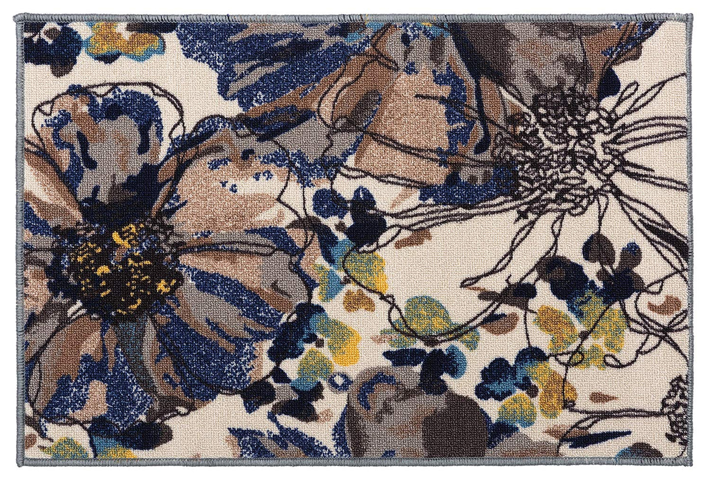 Floral Cream Multicolor Area Rug Non-Slip Non Skid
