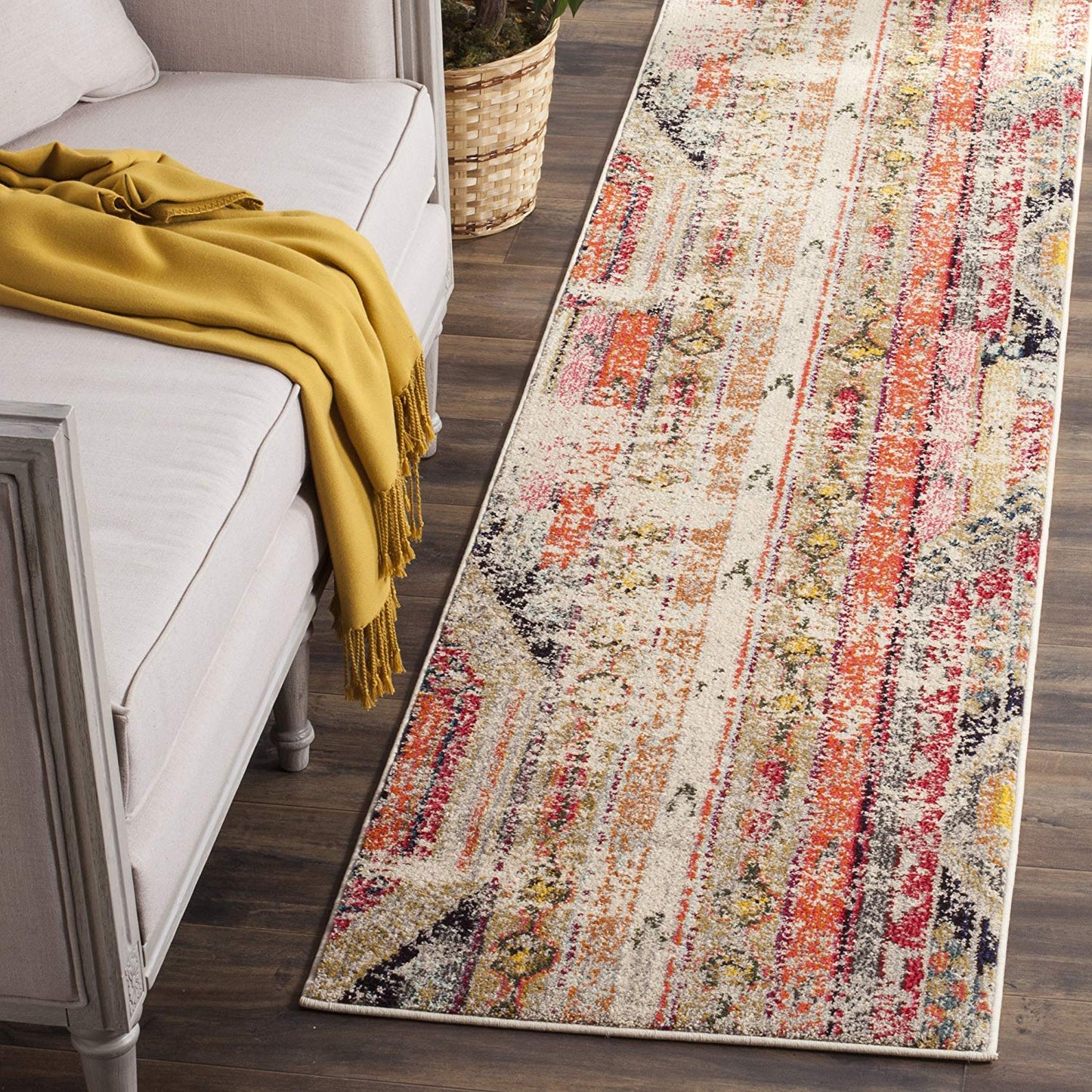 Distressed Light Grey Multi-color Soft Area Rug