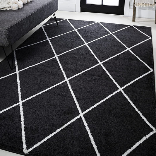 Minimalist Diamond Trellis soft Area Rug