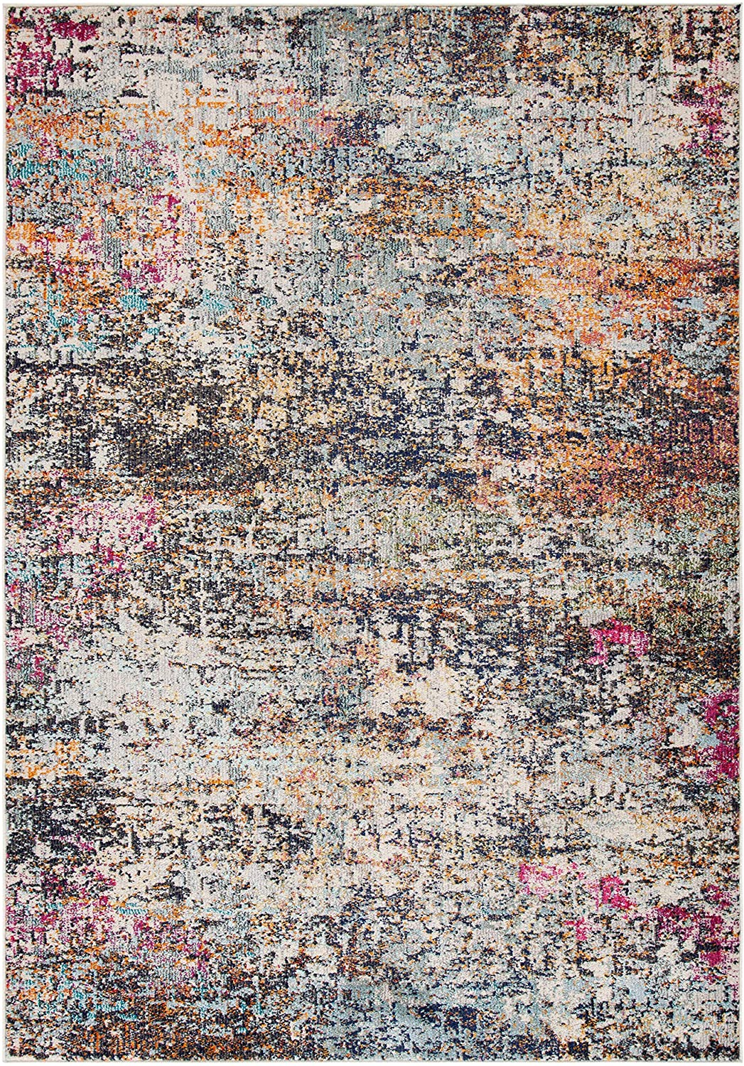 Modern Contemporary Abstract Area Rug,  Round, Black/Gold