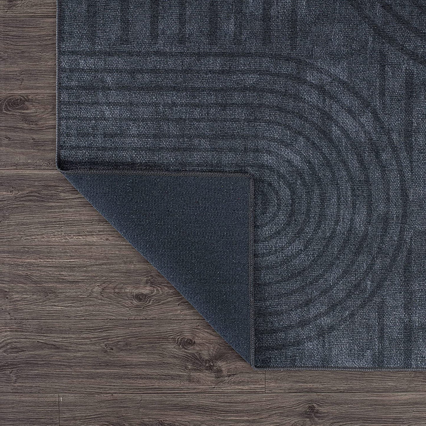 Contemporary Lines Plaid Stain Resistant Flat Weave Eco Friendly Premium Recycled Machine Washable Area Rug 7'7"x9'6" Dark Gray