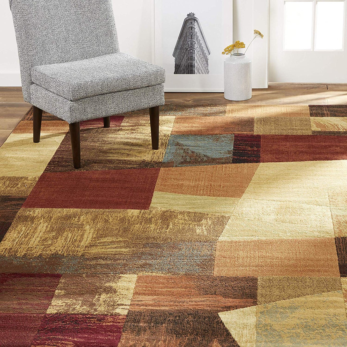 Contemporary Geometric Brown Beige Orange Soft Area Rugs