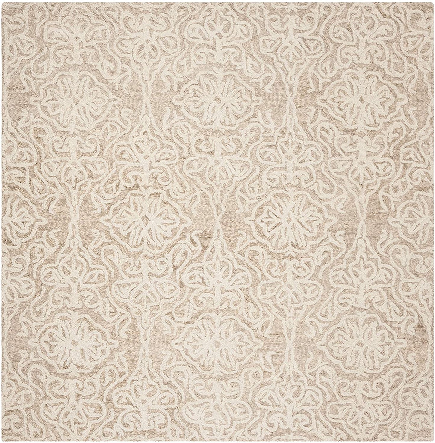 Blossom Handmade Premium Wool Soft Area Rug, Beige / Ivory