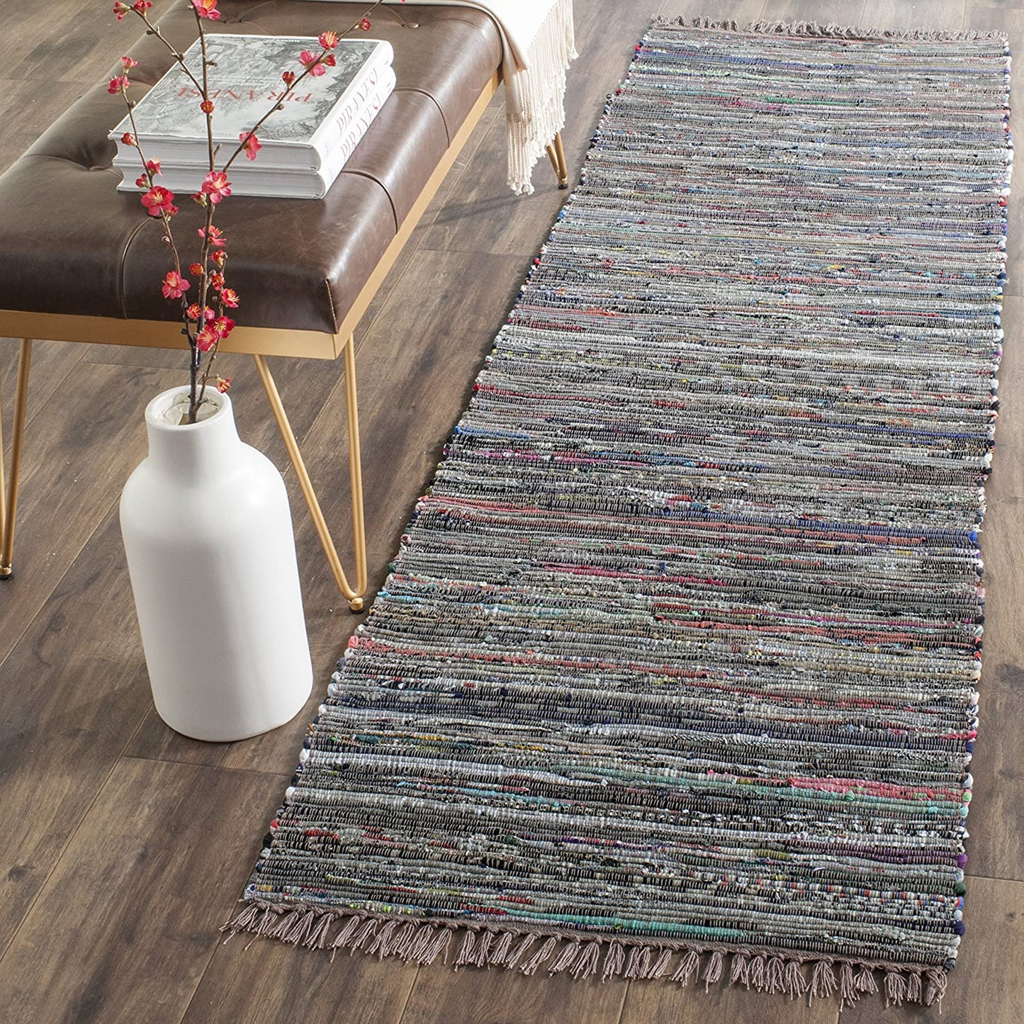 Hand Woven Rust and Multi Cotton Area Rug