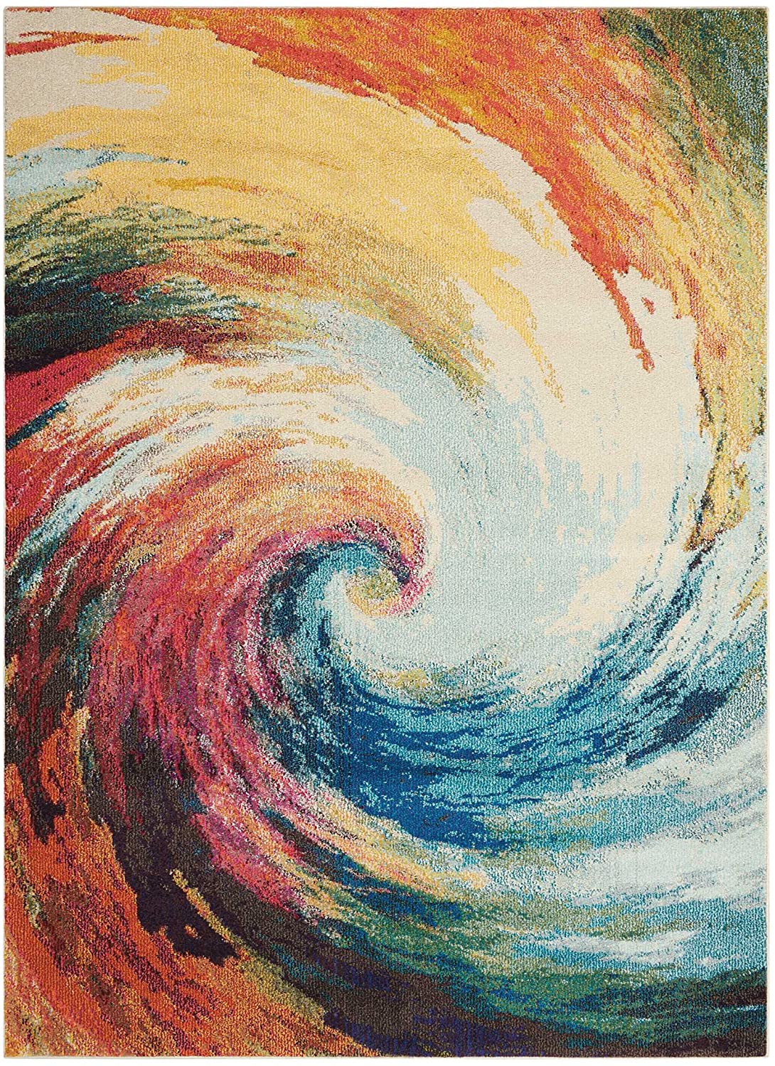 Celestial Modern Bohemian Wave Multicolored Area Rug