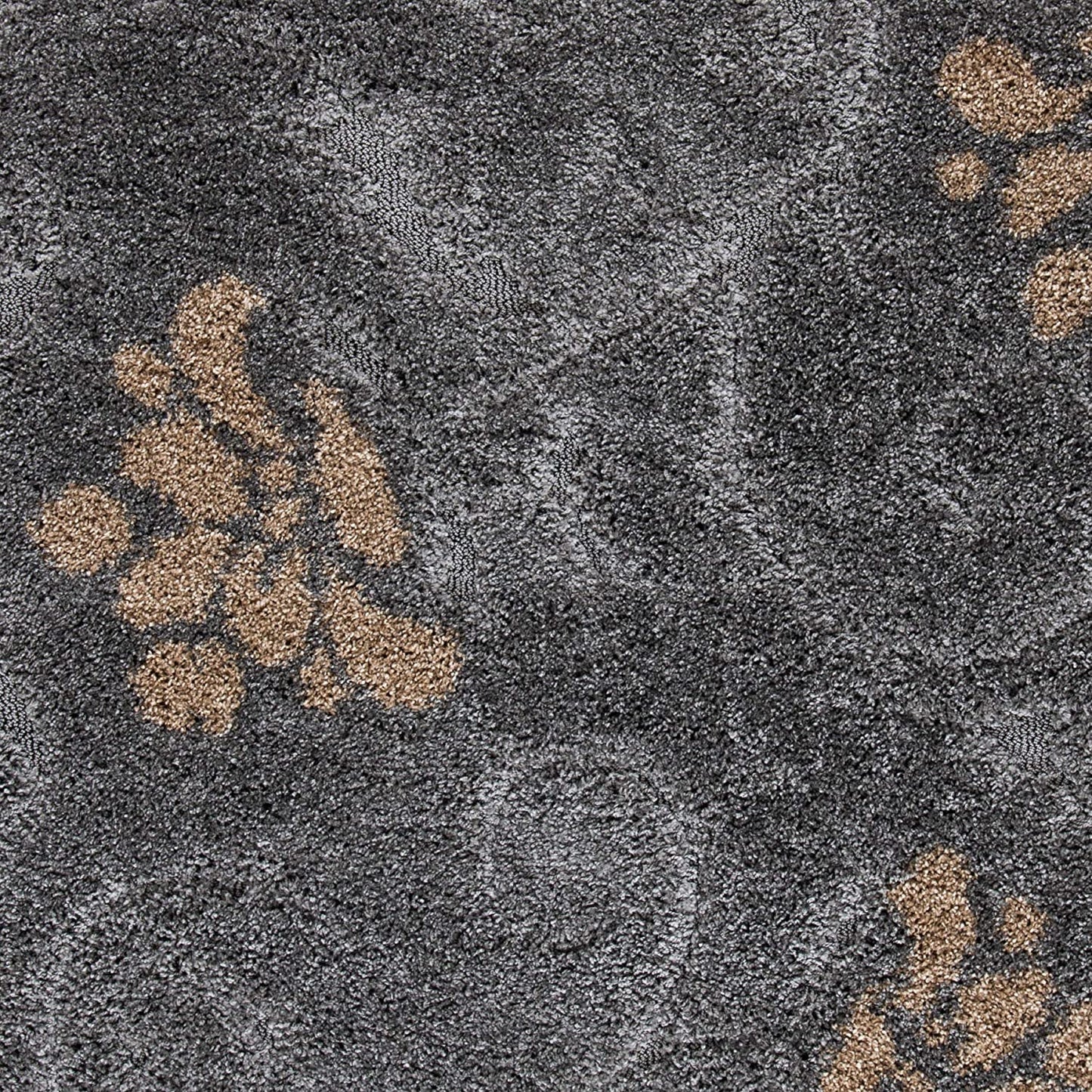 Grey and Beige Floral Shag Soft Pluah Area Rug