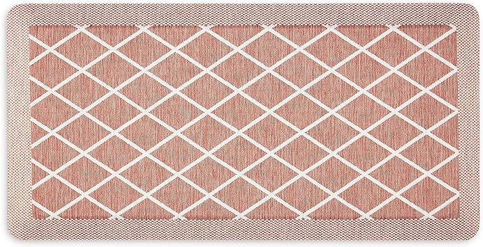 Miles Modern Diamond Anti-Fatigue Air-Infused Kitchen Mat, Beige, 19.6"x32"