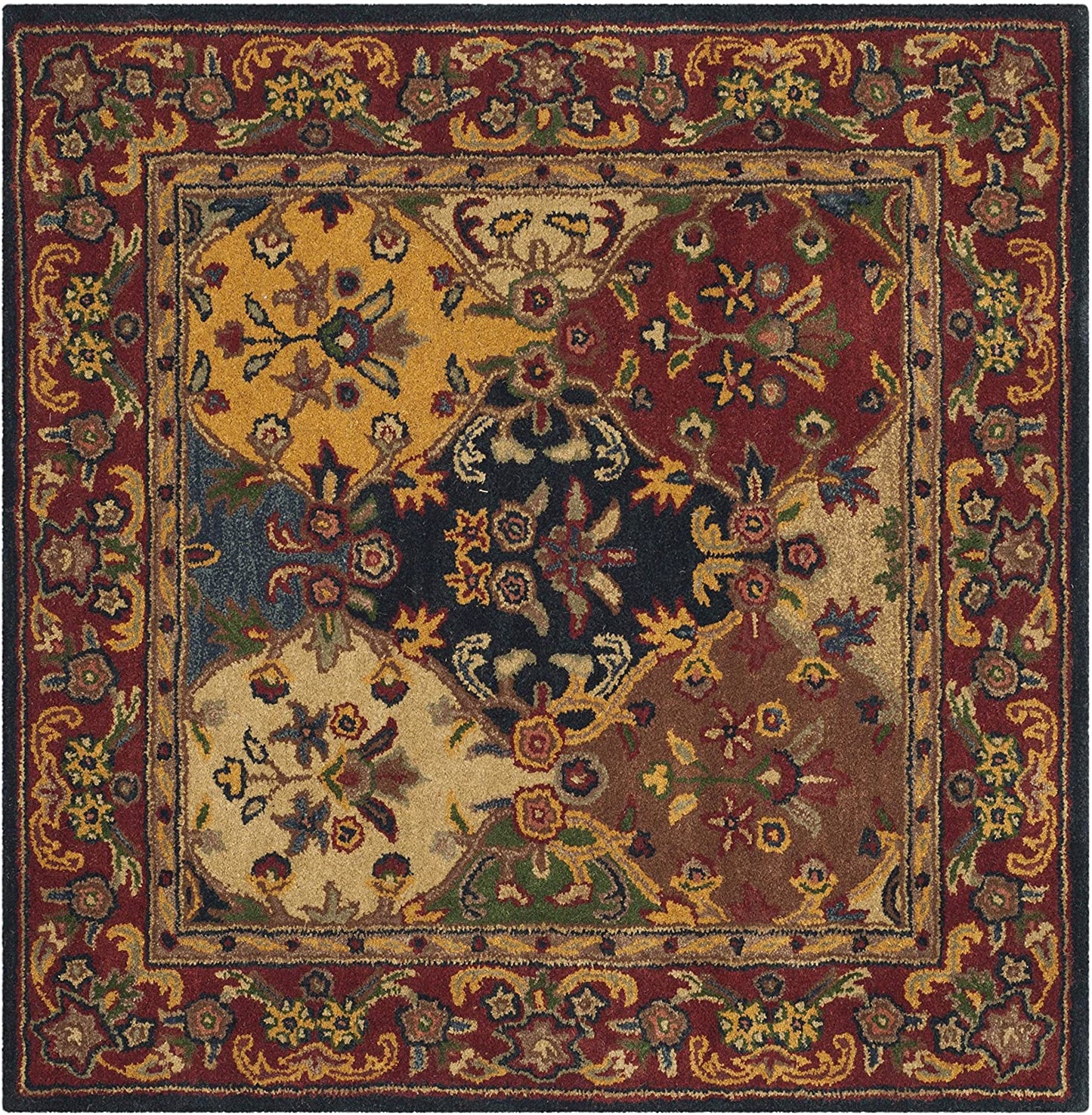 Heritage Collection Handmade Traditional Oriental Premium Wool Area Rug Multi / Burgundy