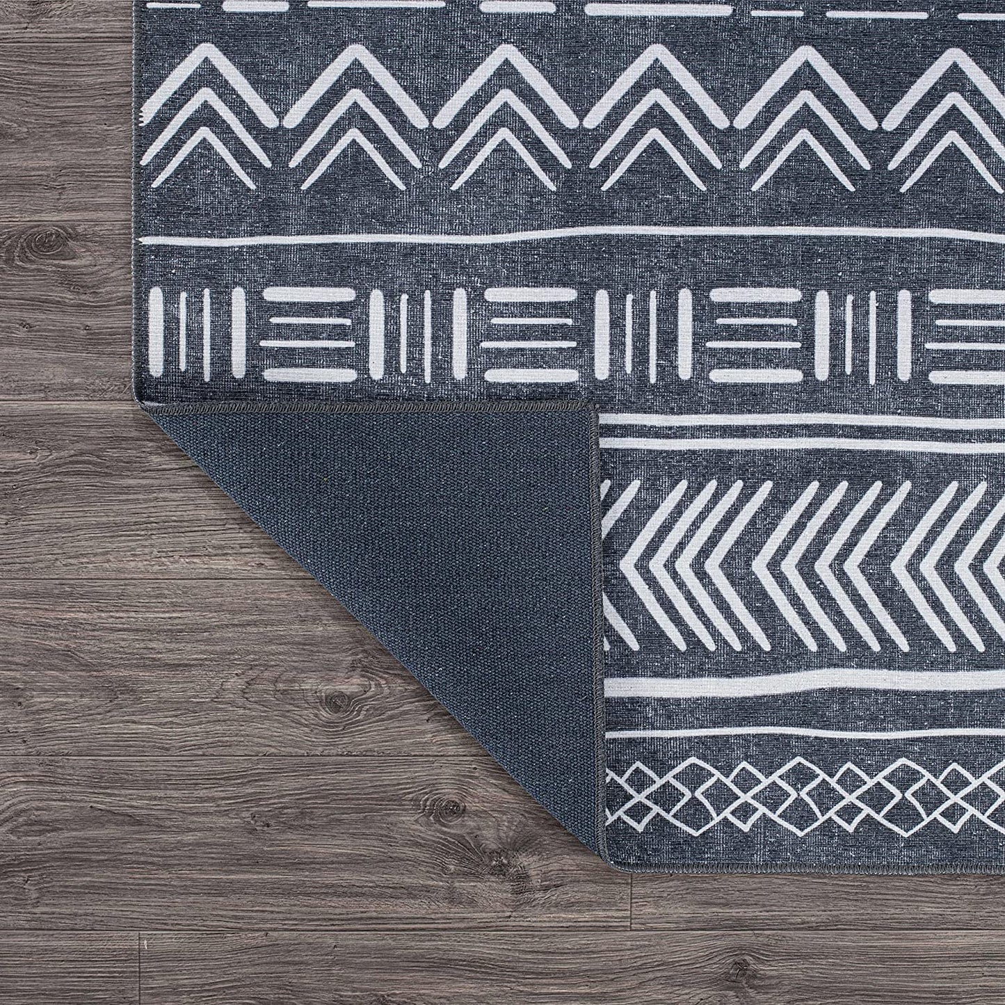 Contemporary Geometric Bohemian Stain Resistant Flat Weave Eco Friendly Premium Recycled Machine Washable Area Rug 3'3"x5' Dark Gray
