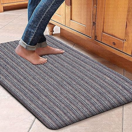 Cushioned Anti-Fatigue Waterproof Non-Slip Heavy Duty Comfort Foam Rug (Black, 18''x30'')