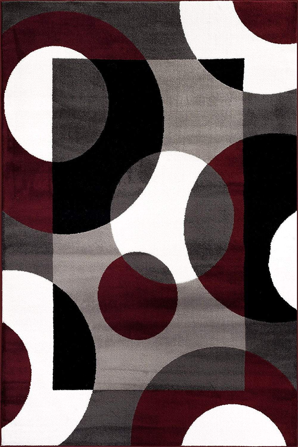 Circle Gray/Grey Burgundy Area Rug