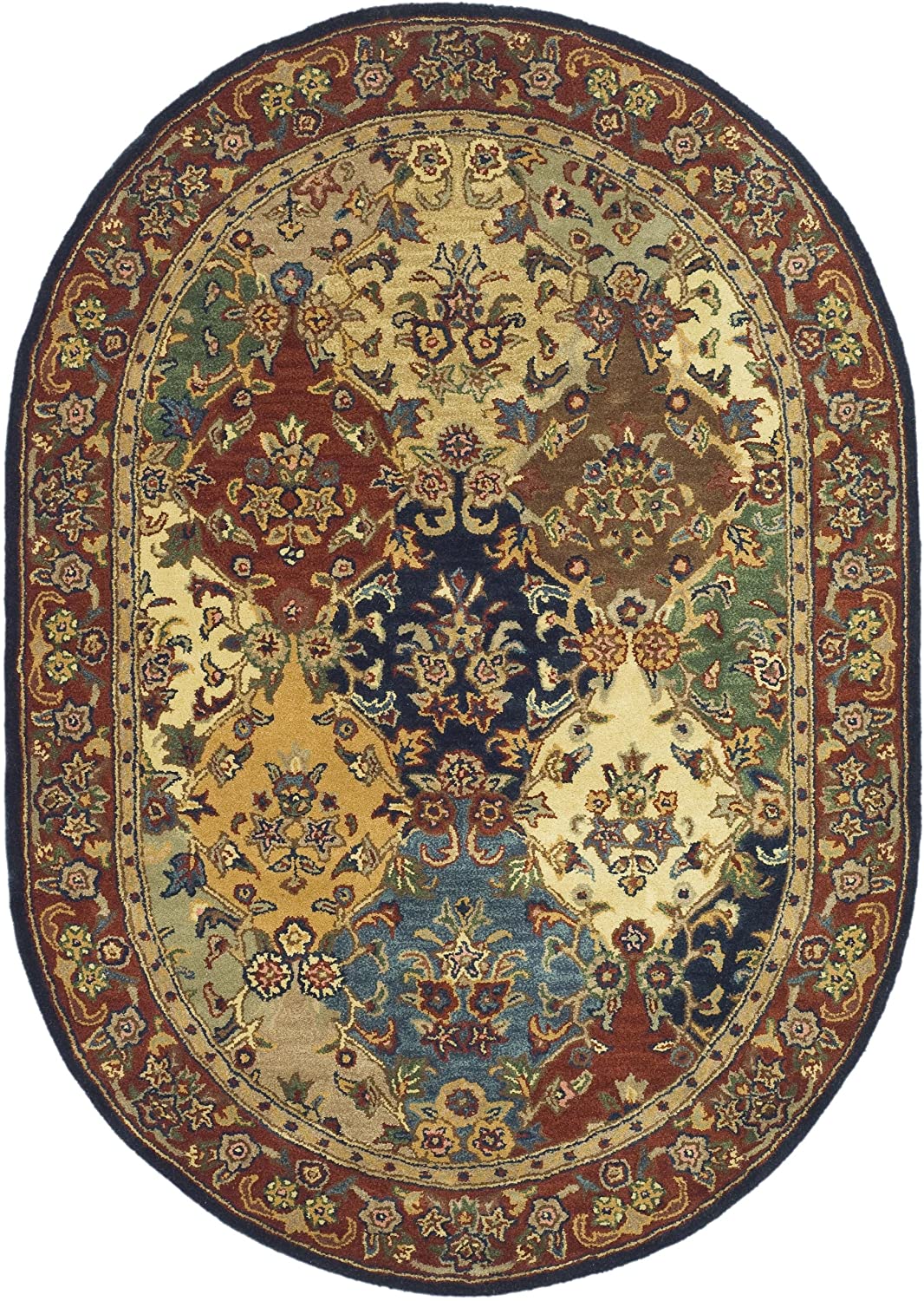 Handmade Traditional Oriental Premium Wool Area Rug, Beige / Burgundy
