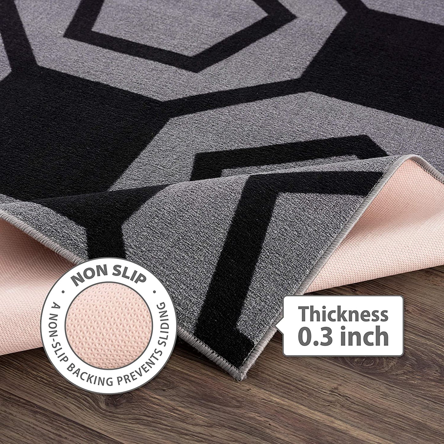 Modern Geometric Stripe Area Rug - Non Slip