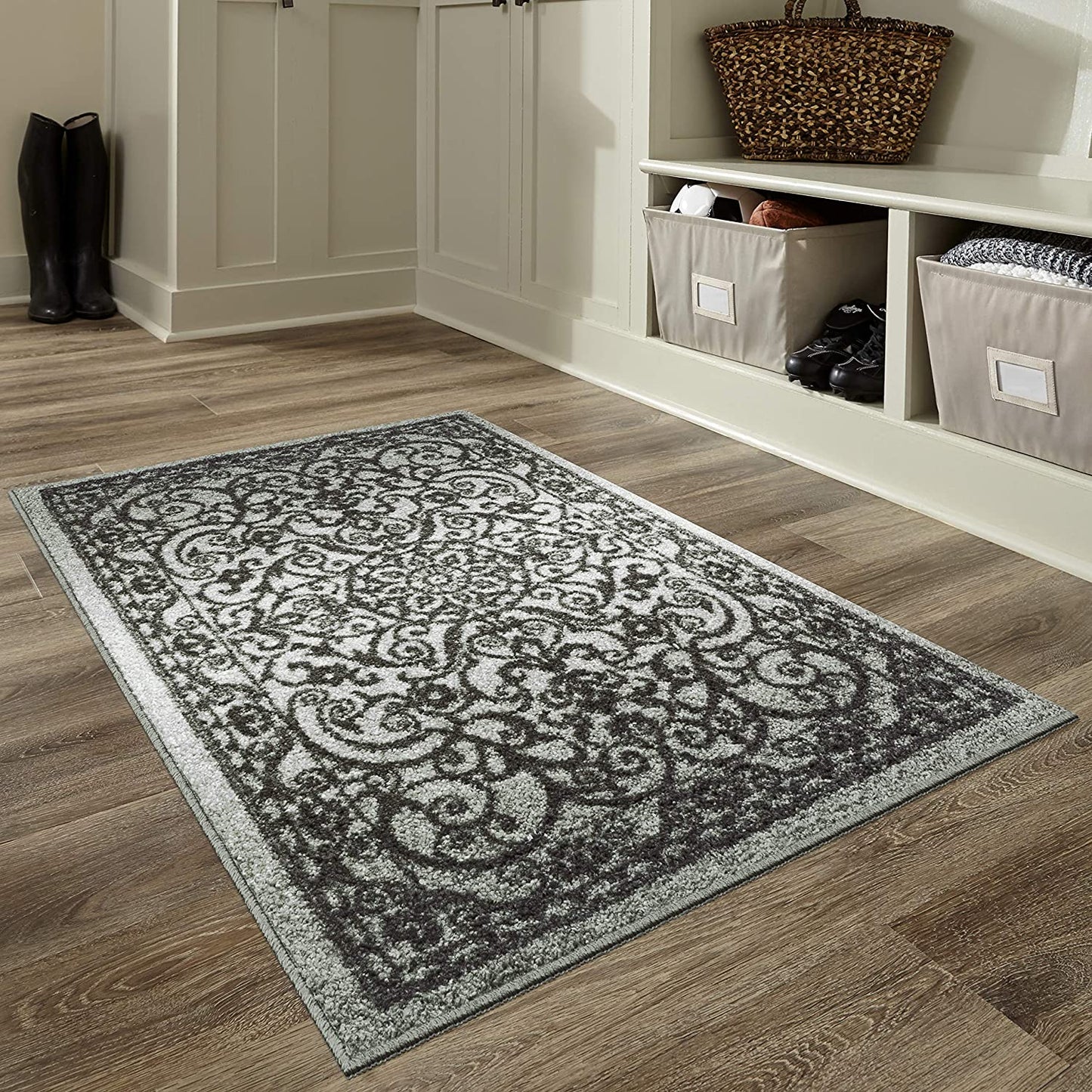 Maples Rugs Pelham Vintage Kitchen Rugs Non Skid Grey Tonal