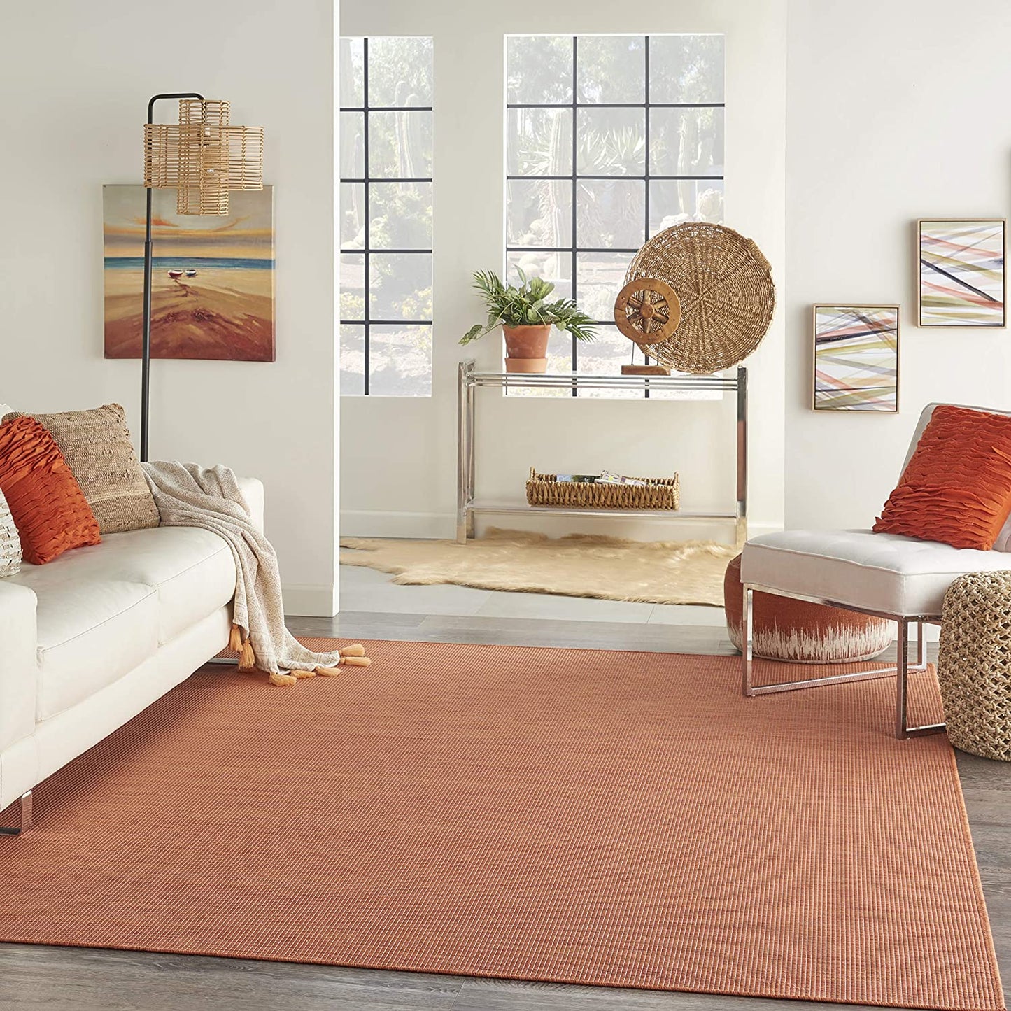 Flat-Weave Indoor/Outdoor Terracotta Soft Area Rug