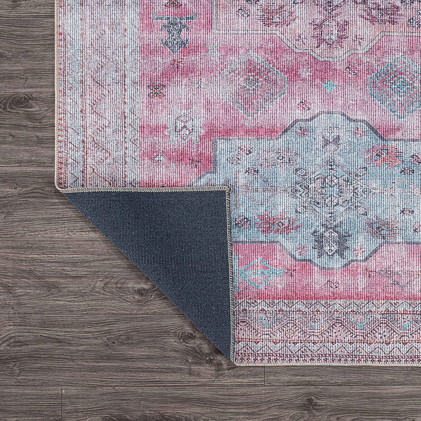 Distressed Transitional Bohemian Stain Resistant Flat Weave Eco Friendly Premium Recycled Machine Washable Area Rug 7'7"x9'6" Multi