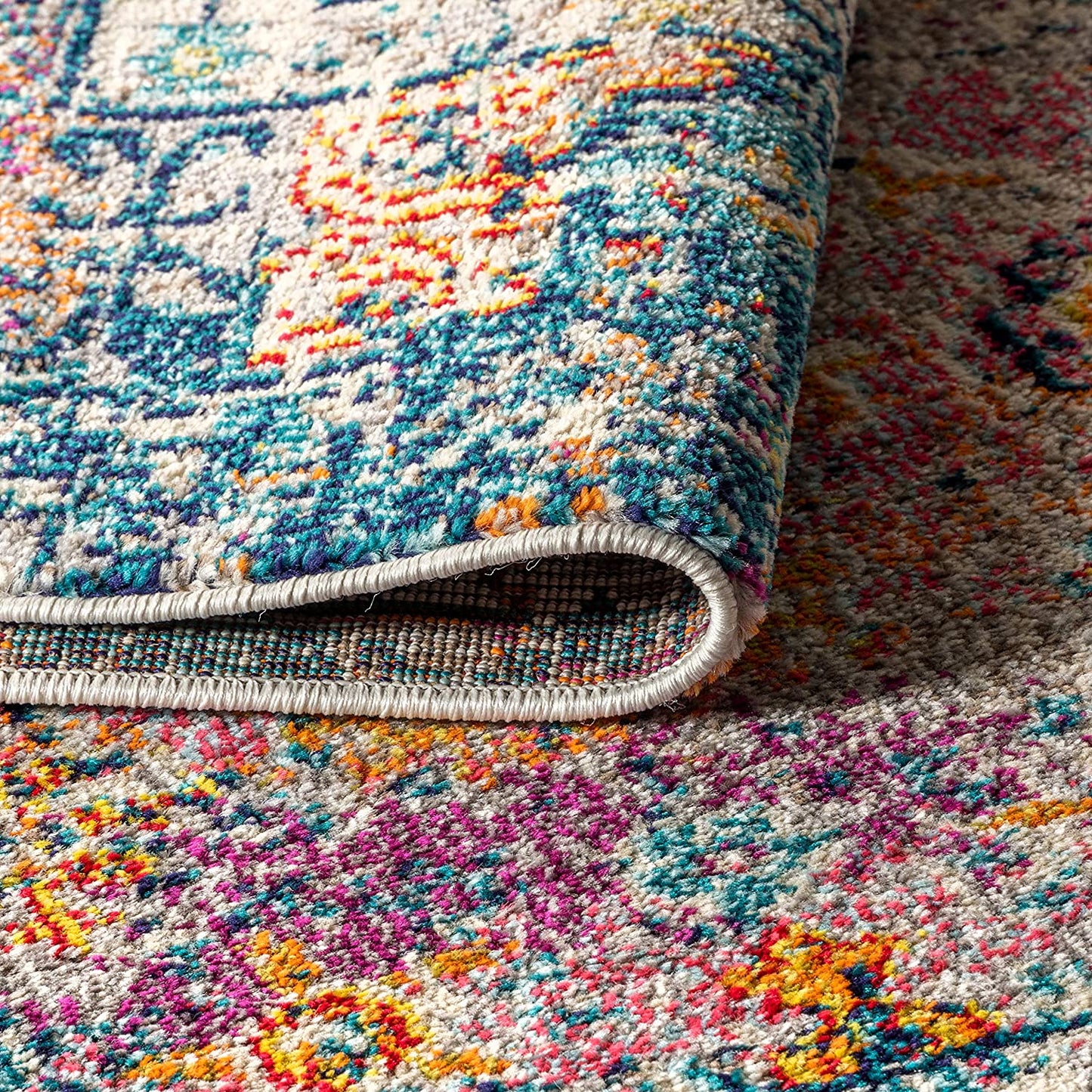 Bohemian Boho Vintage Faded Cream/Navy Rug