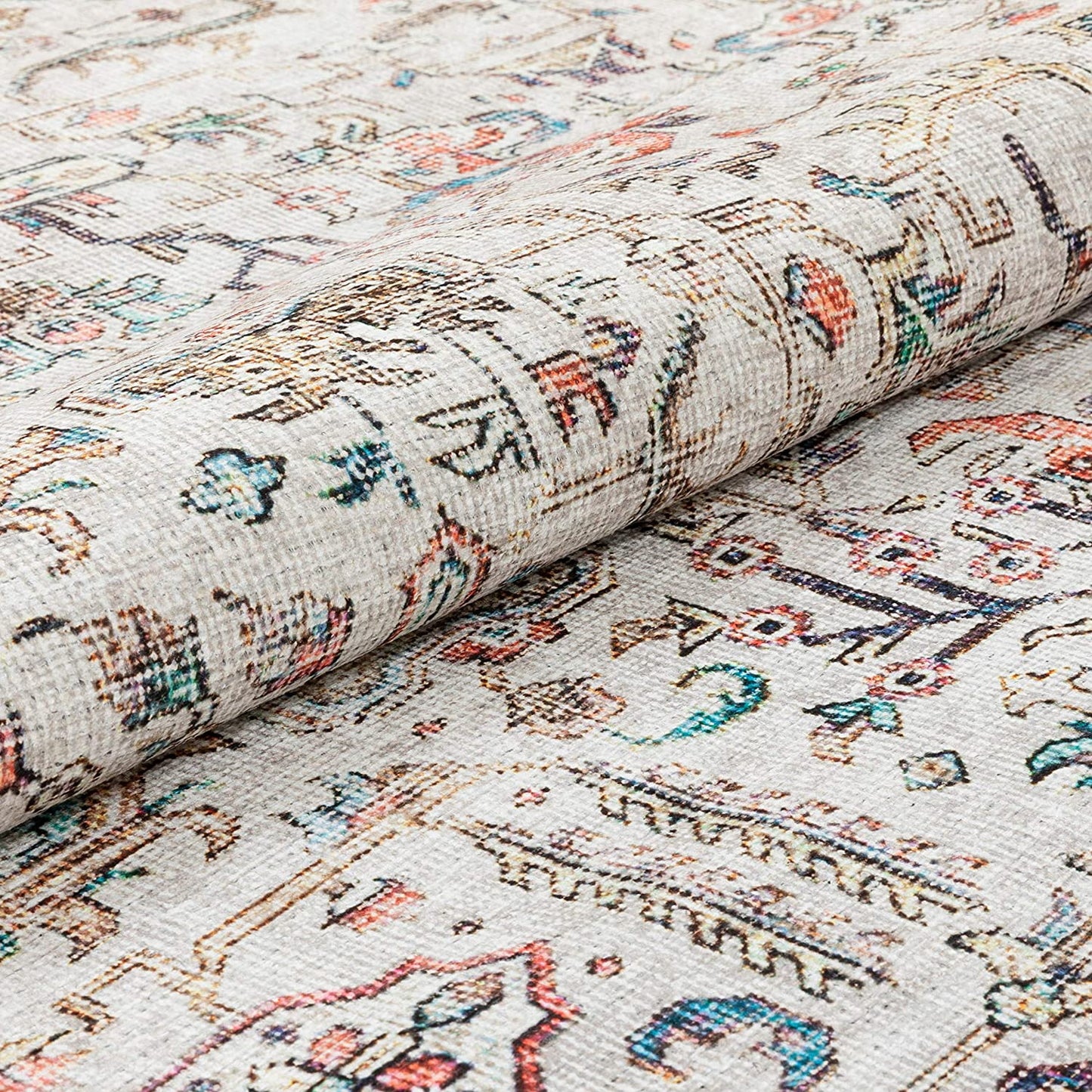 Argonne Grey Machine Washable Vintage Distressed Soft Area Rug