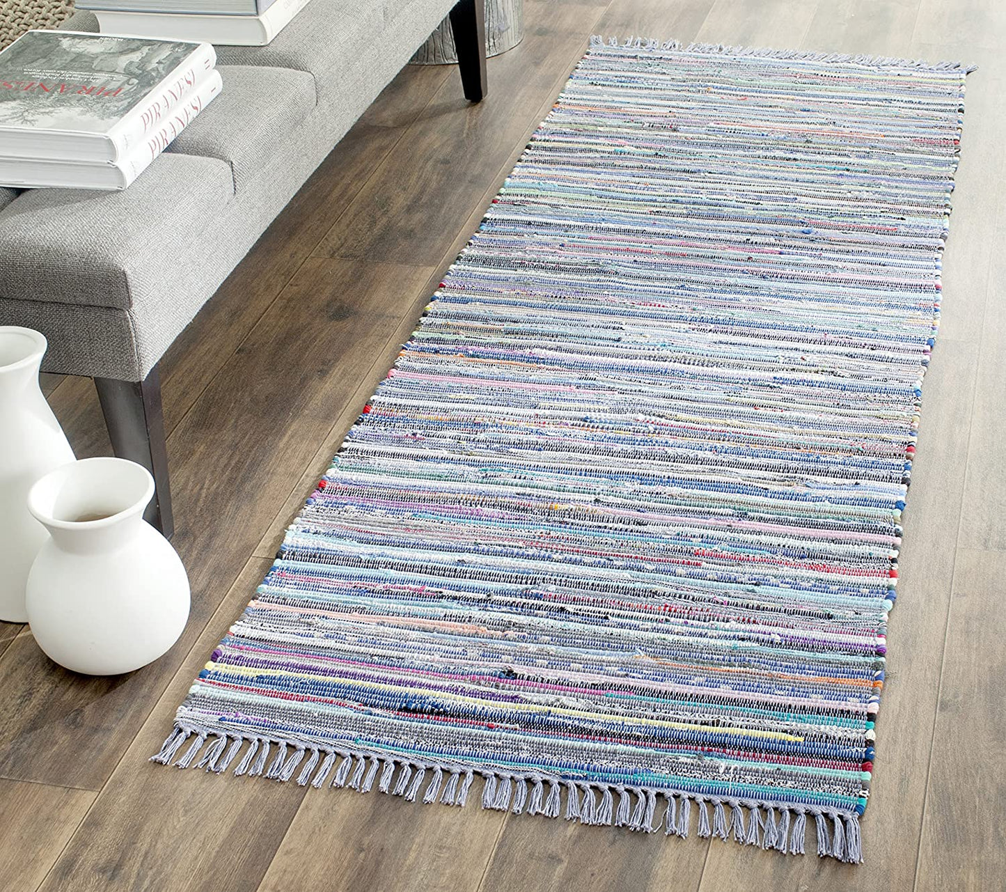 Hand Woven Purple and Multi Cotton Area Rug