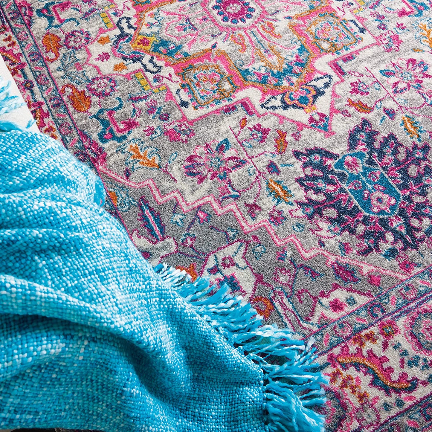 Passion Persian Colorful Teal Multi-color Area Rug