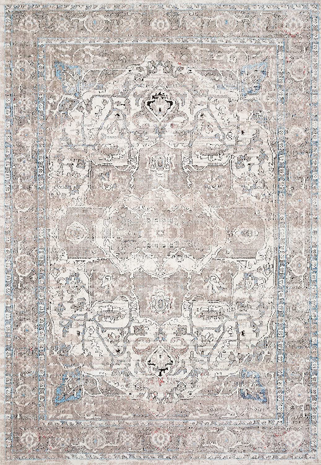 Dante Collection Soft Area Rug Ivory/Stone