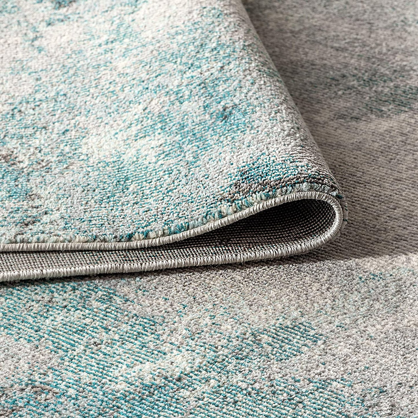 Contemporary Modern Abstract Vintage Area Rug Cream/Blue