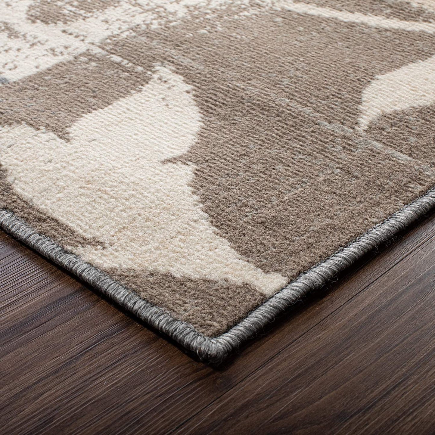 Floral Patchwork Design Light Brown Ivory Area Rug