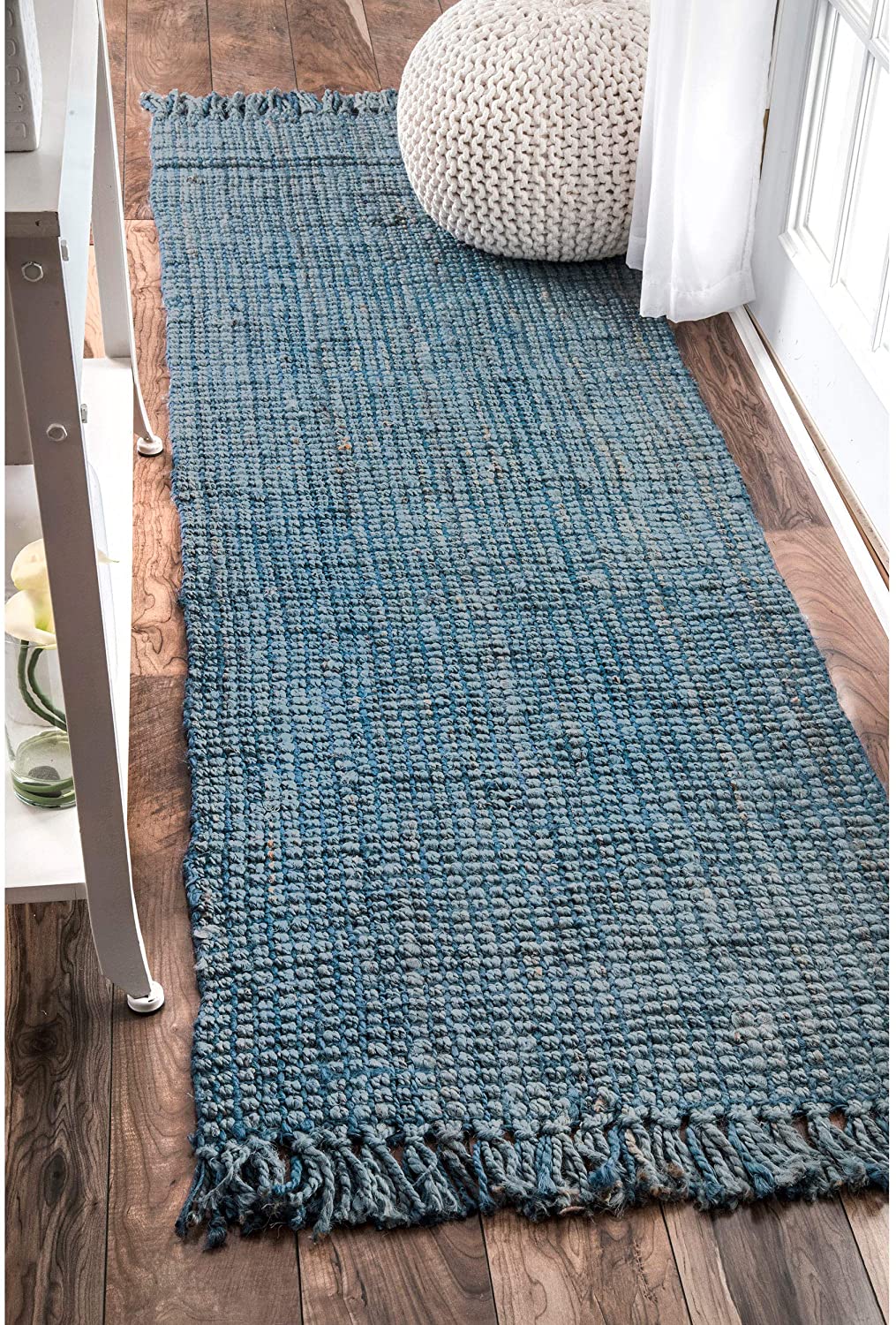 Chunky Loop Blue Jute Rug - Multiple sizes available