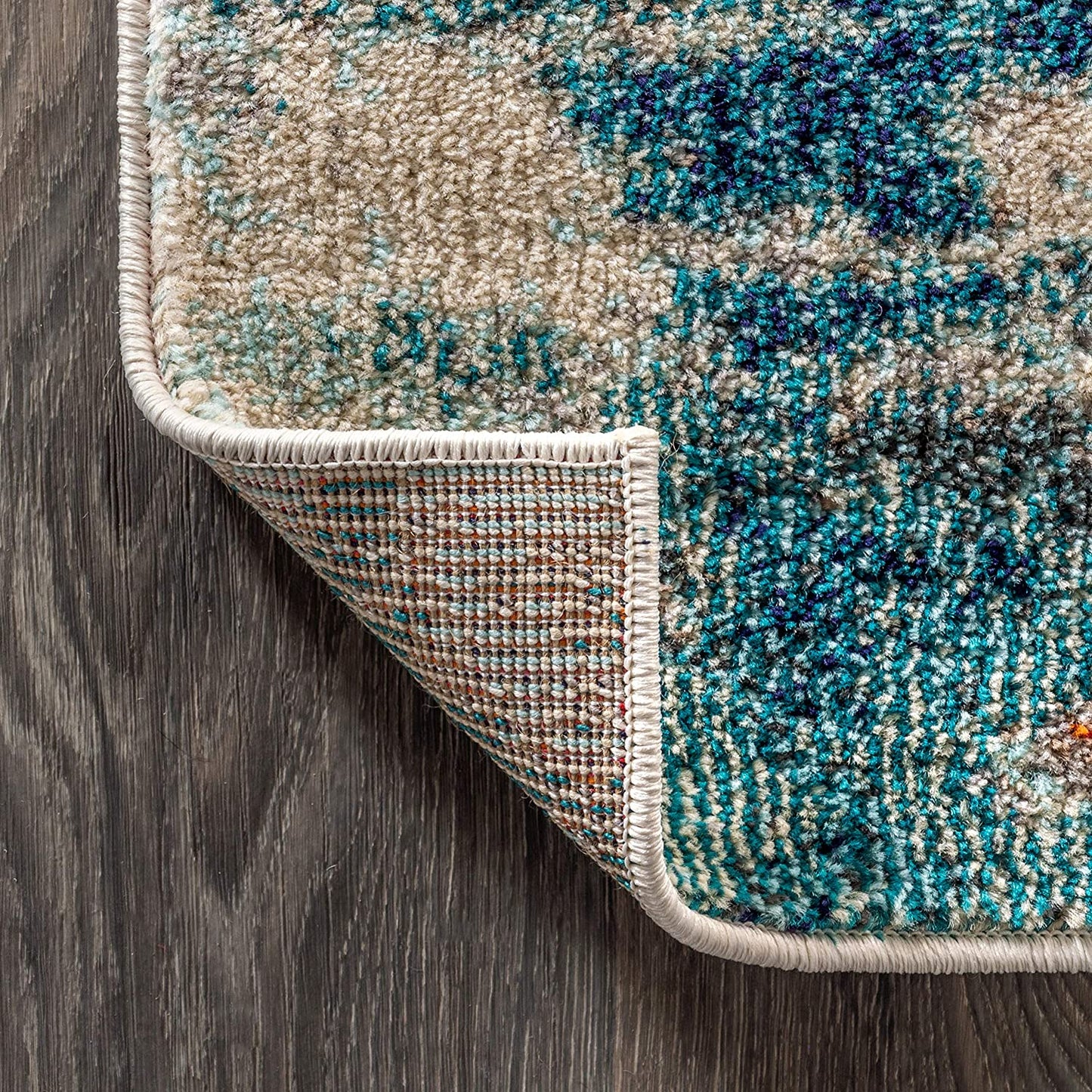 Contemporary Modern Abstract Brushstroke Cream/Blue Rug