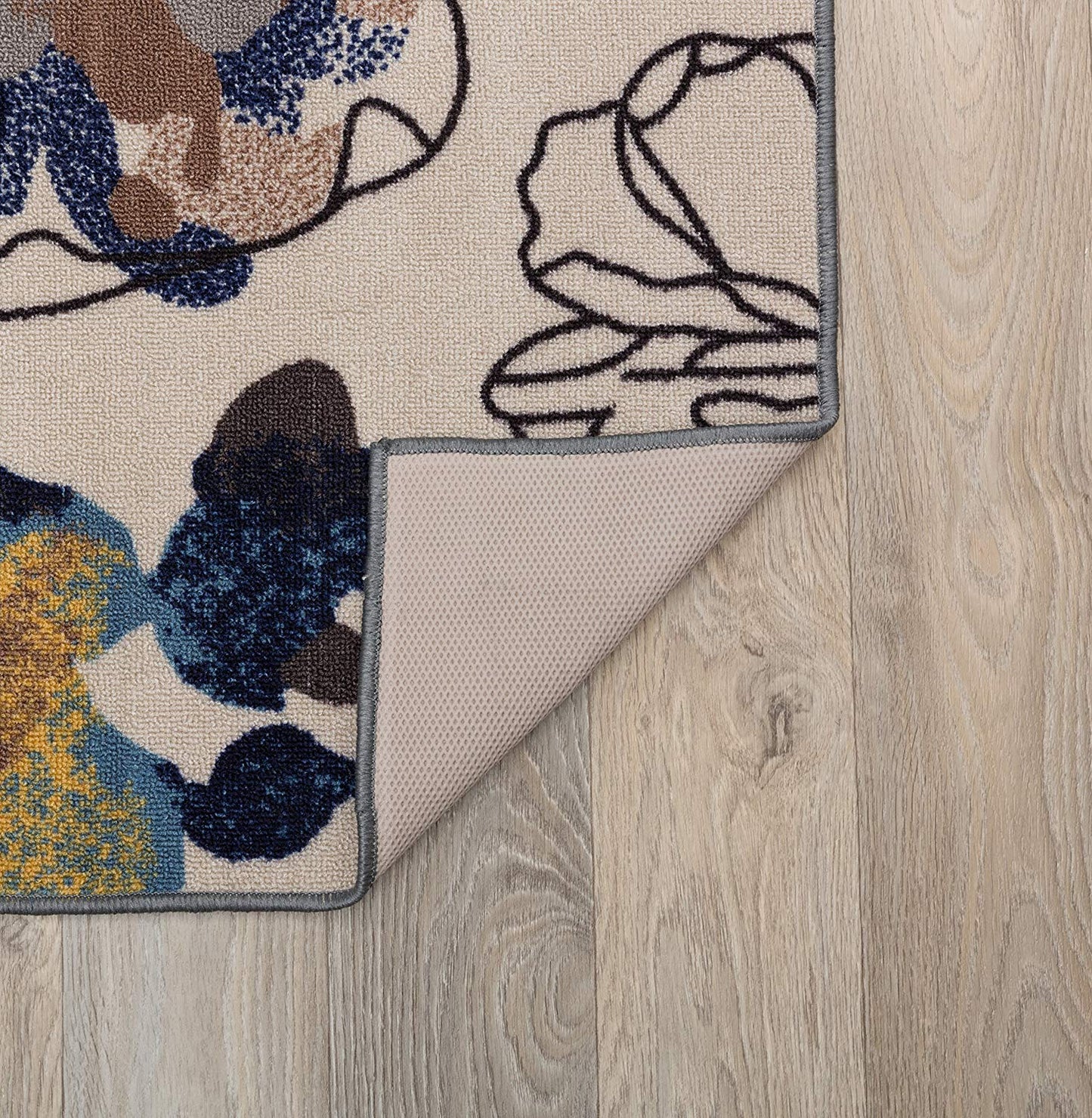 Floral Cream Multicolor Area Rug Non-Slip Non Skid