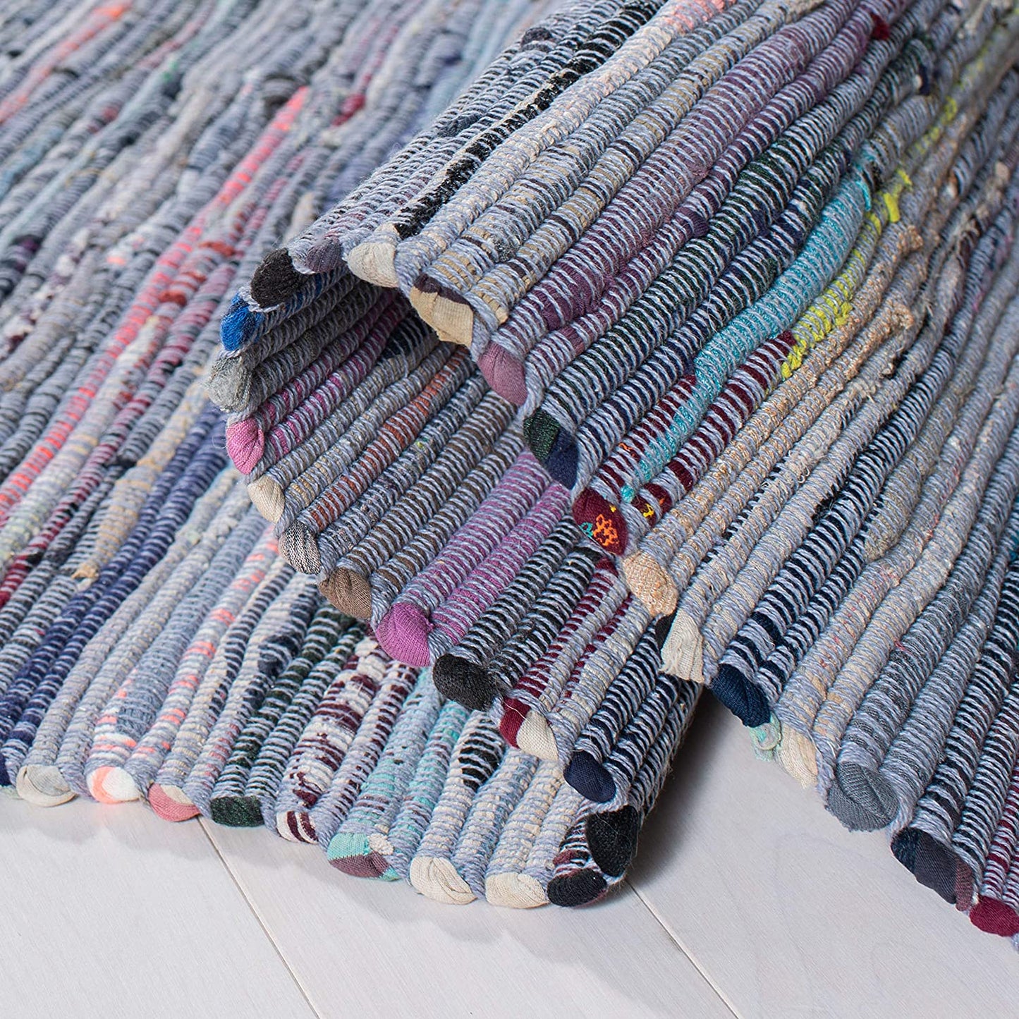 Hand Woven Purple and Multi Cotton Area Rug