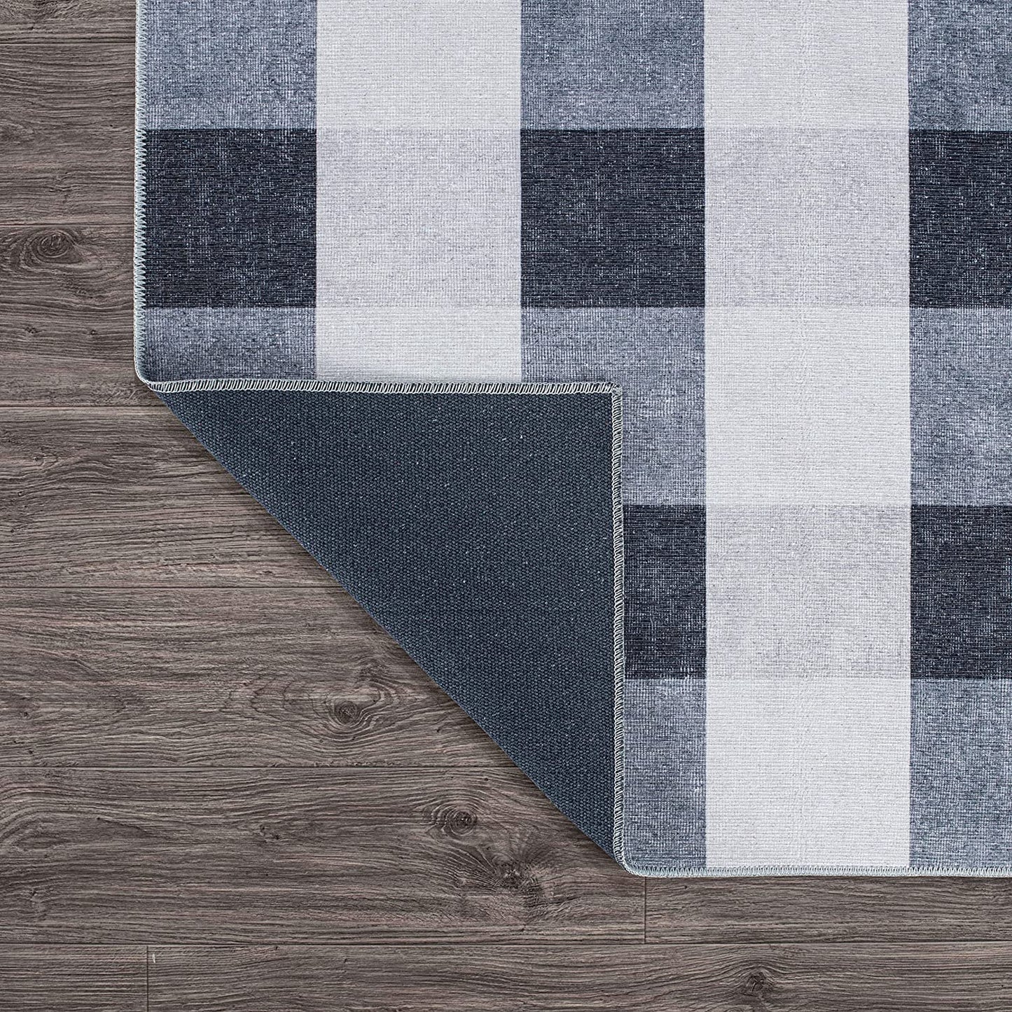 Contemporary Checkered Stain Resistant Flat Weave Eco Friendly Premium Recycled Machine Washable Area Rug 3'3"x5' Gray