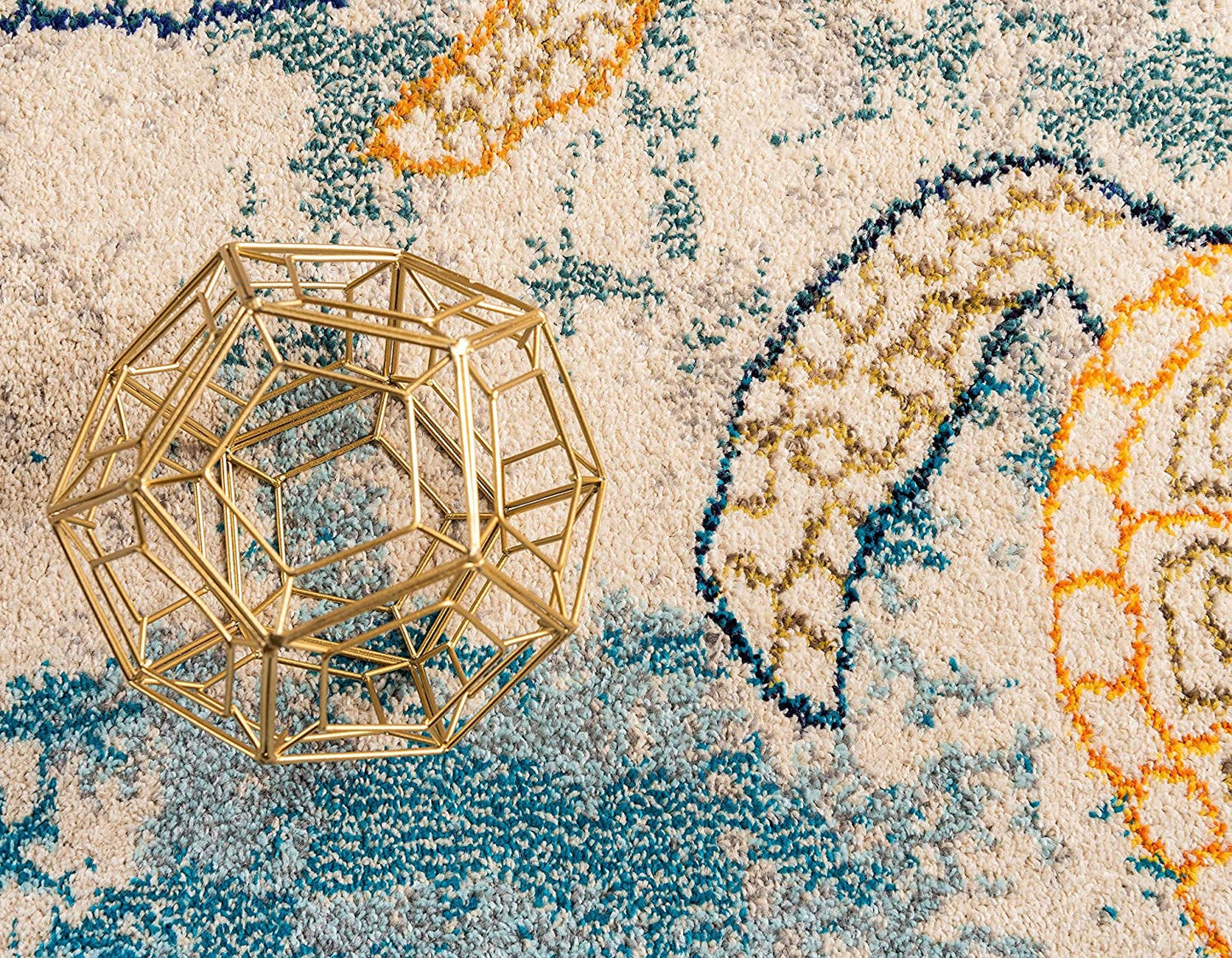 Coastal Modern Turtles Rug, Beige/Blue
