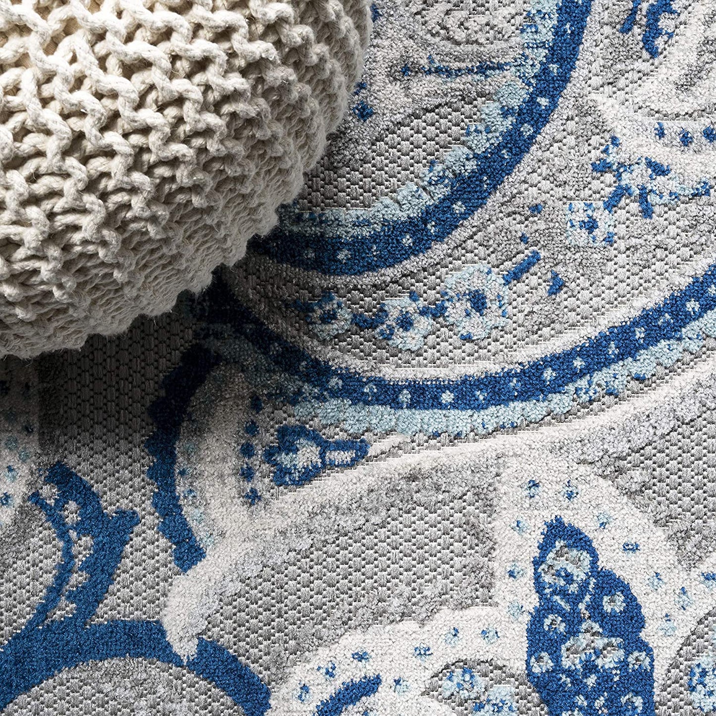 Gordes Paisley Indoor/Outdoor Area Rug Light Gray/Blue