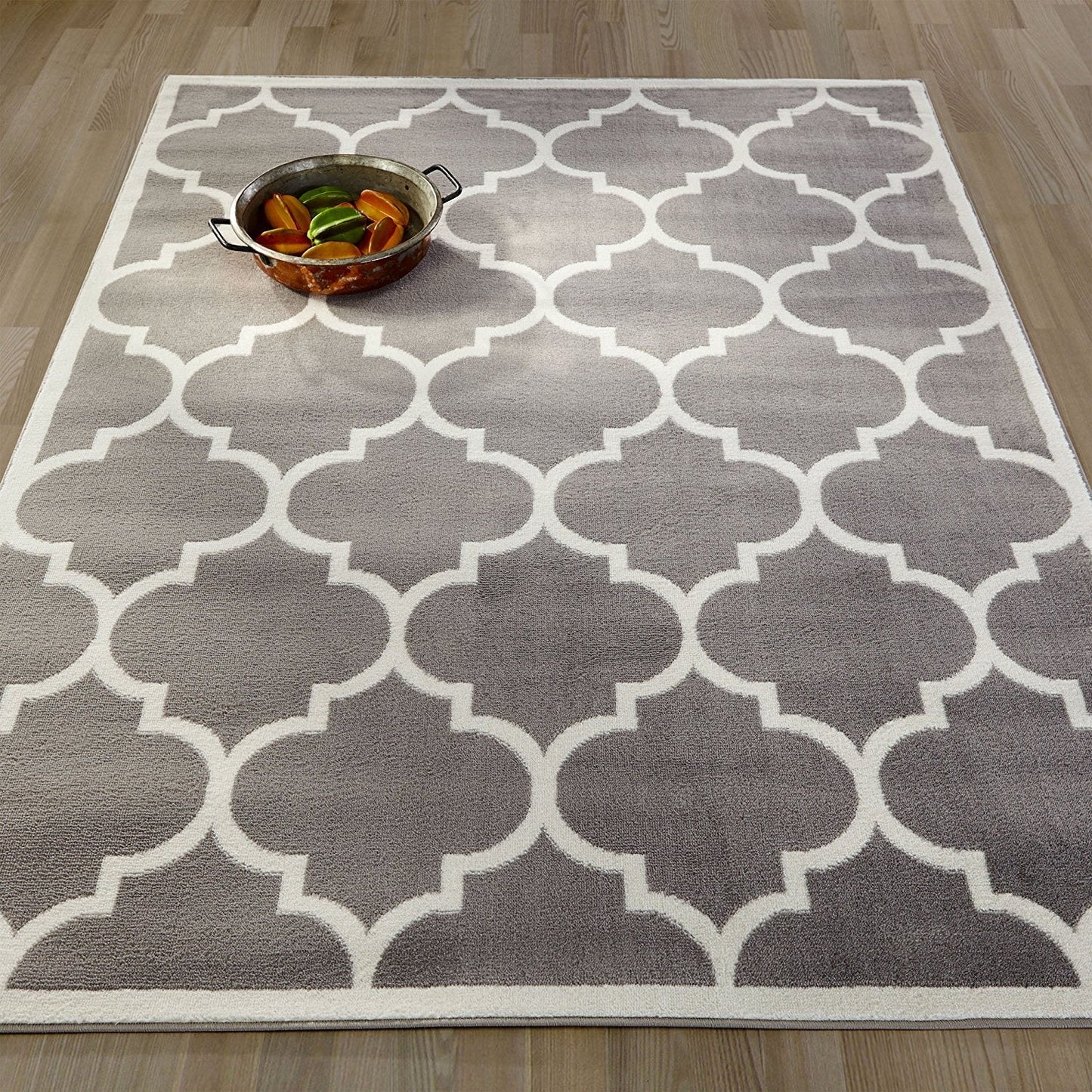 Gray/Grey White Area Rug