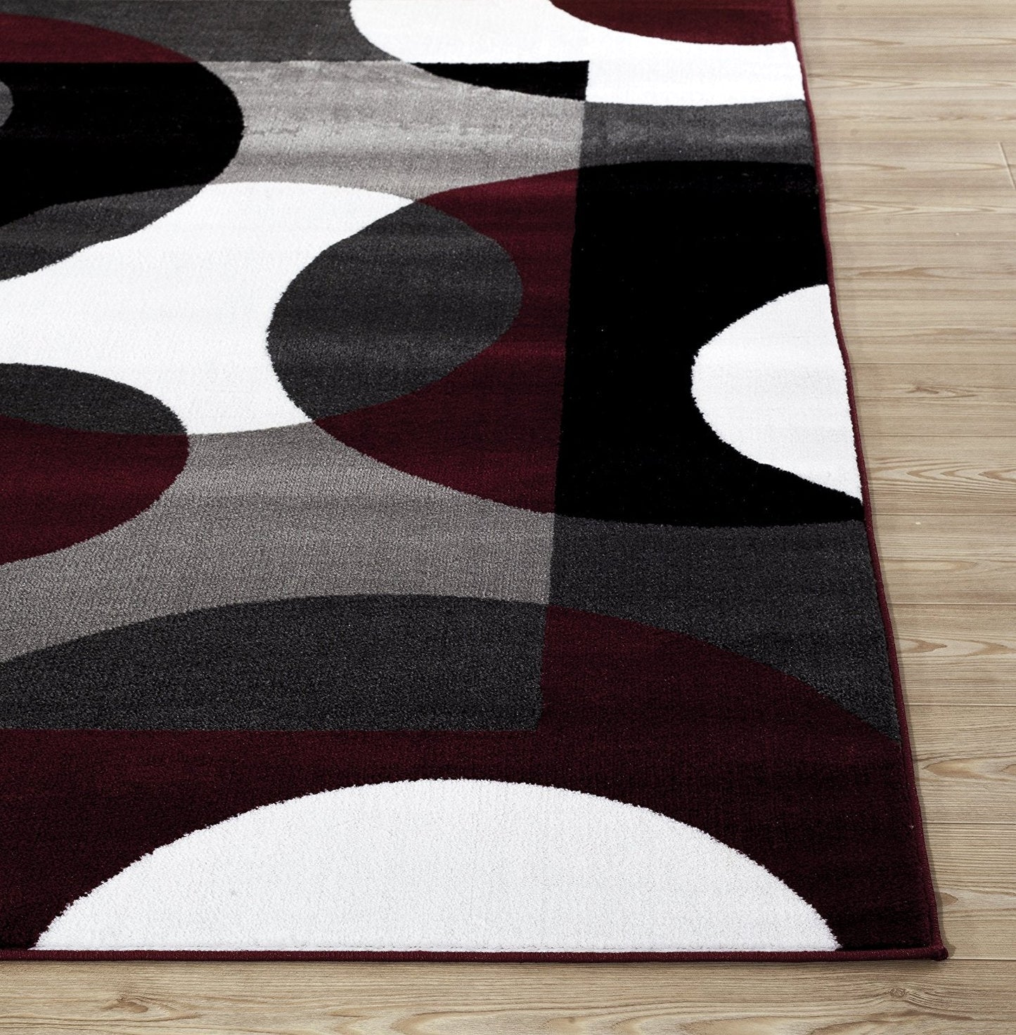 Circle Gray/Grey Burgundy Area Rug