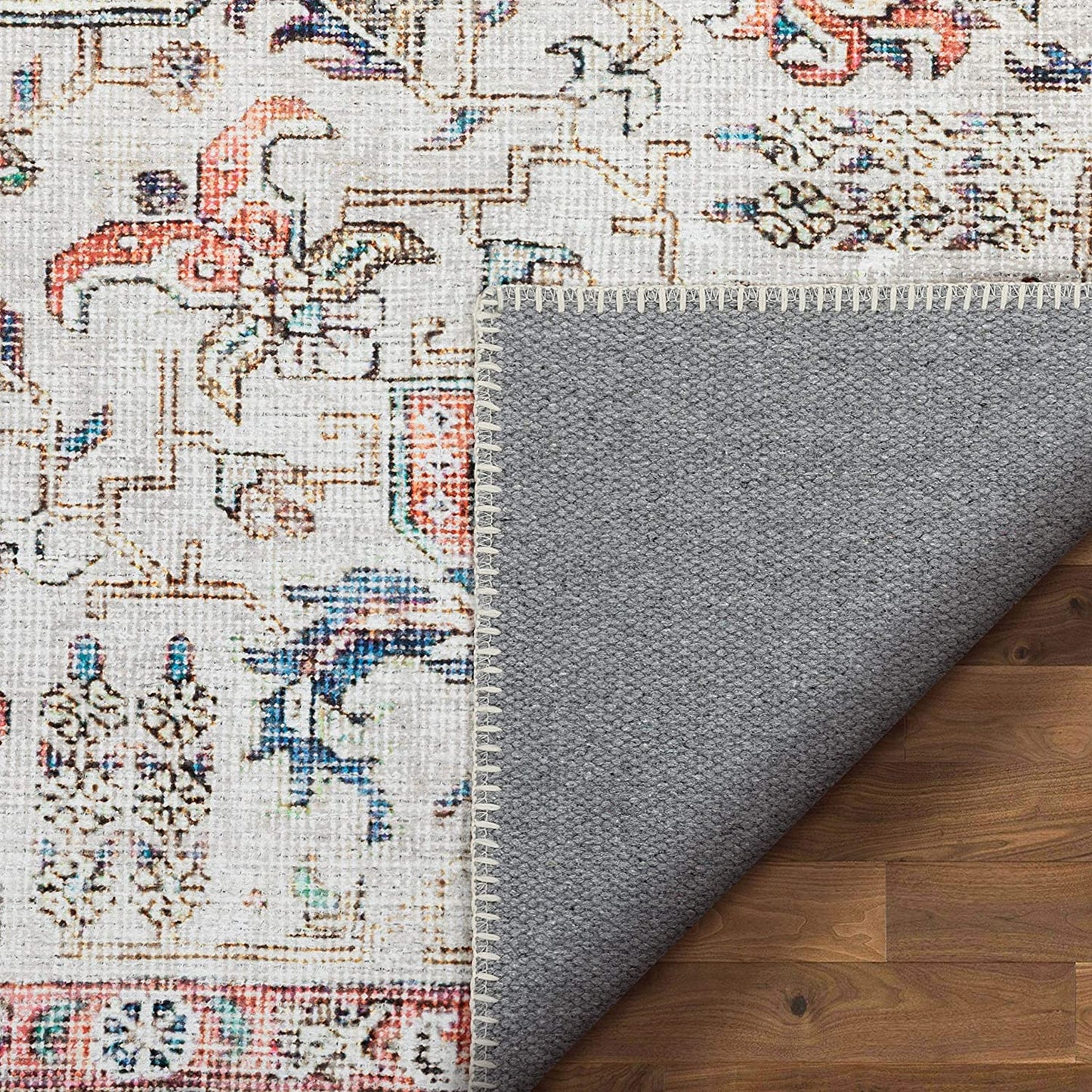 Argonne Grey Machine Washable Vintage Distressed Soft Area Rug