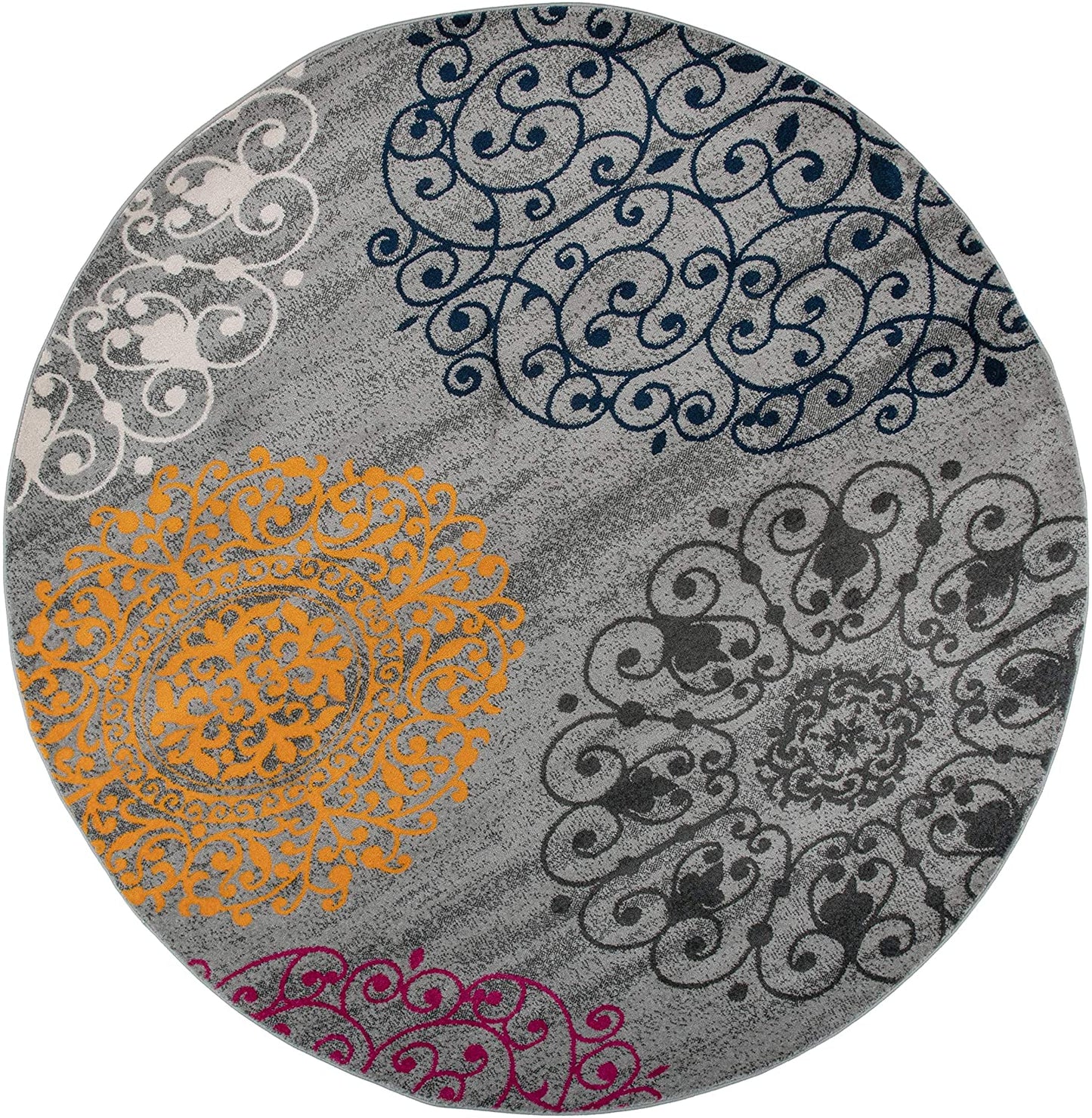 Contemporary Modern Floral Area Rug Black