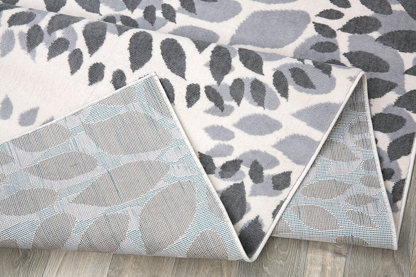 Floral Gray/Grey Off-white Area Rug